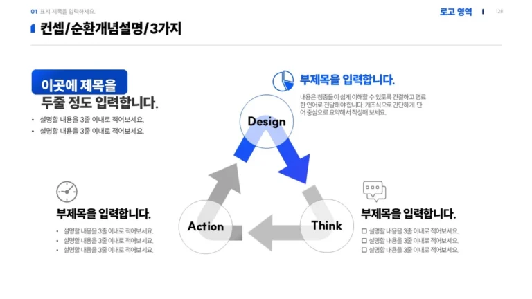 업무 순환 프로세스 작성법｜3요소 무료 PPT 다이어그램 원본 슬라이드 미리보기